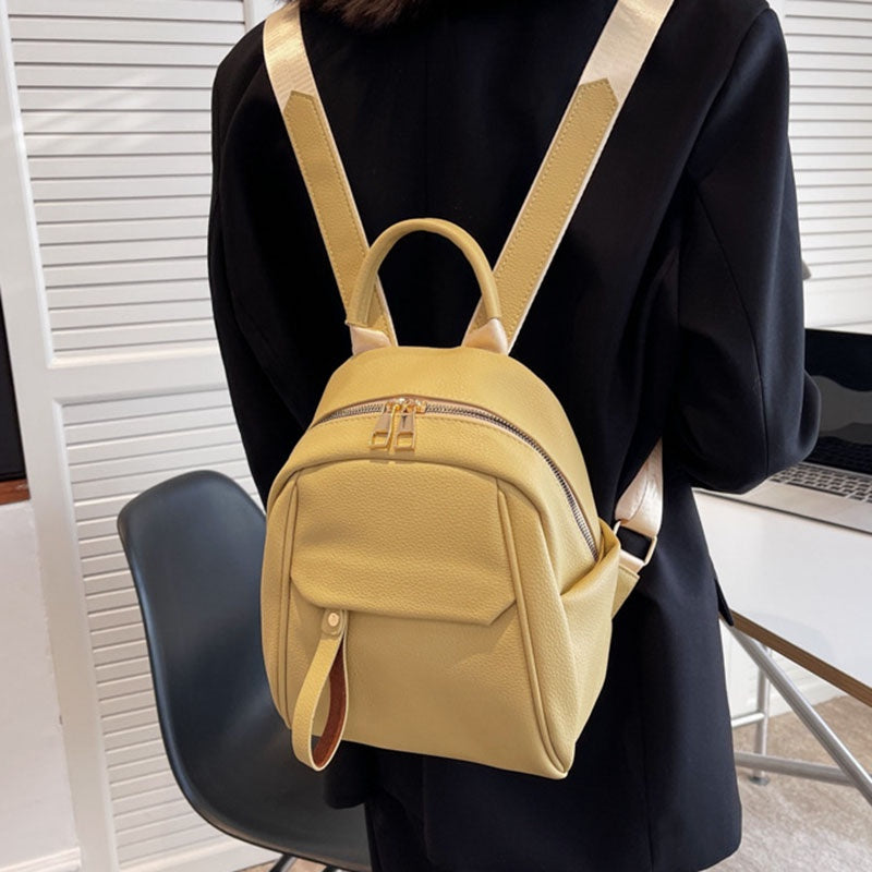 IELGY Soft Leather Ladies Backpack Fashion Art Travel Small Backpack