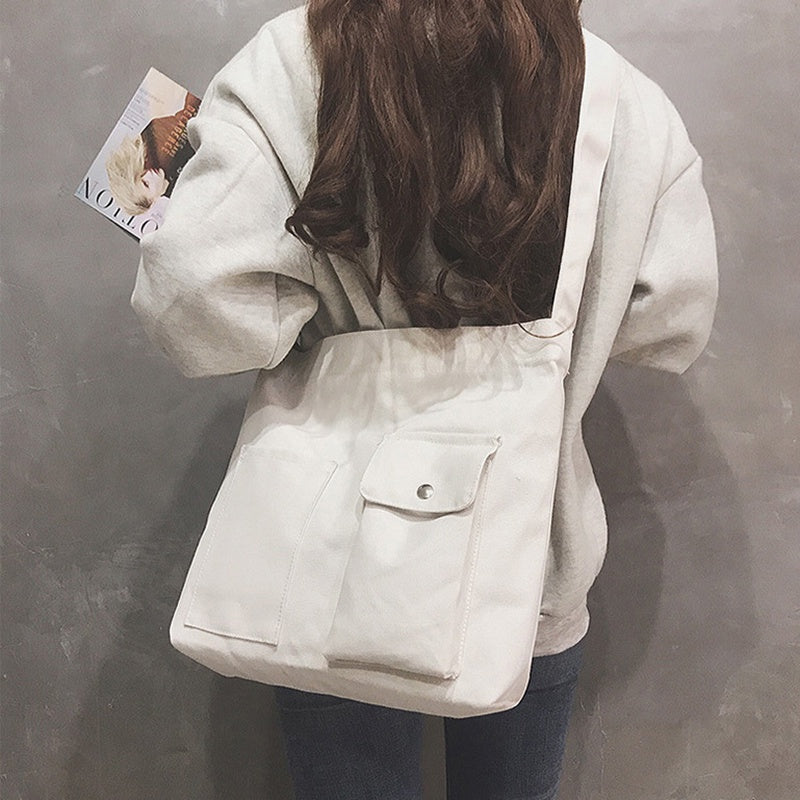 IELGY simple pocket canvas messenger bag for class
