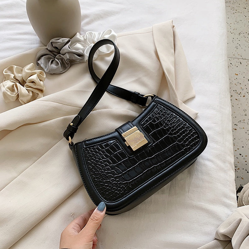 IELGY Crocodile pattern French niche Korean fashion plaid casual all-match handbag