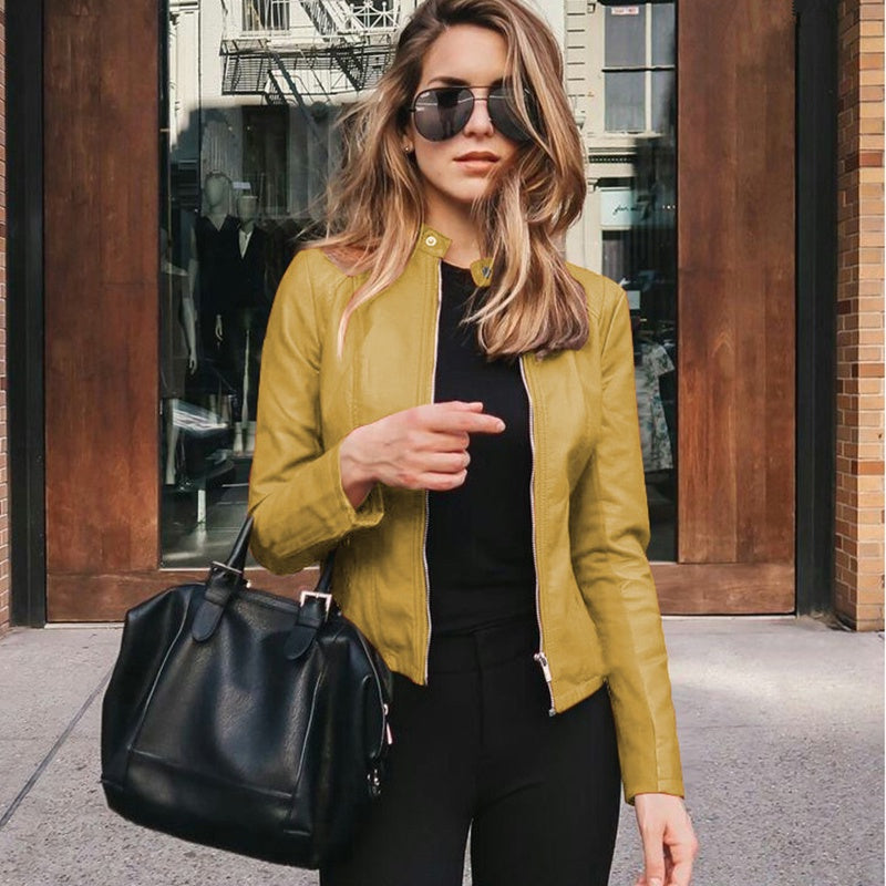 IELGY autumn and winter women's fashion leather PU suit jacket