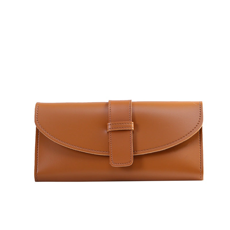 IELGY Solid Color Korean Wallet Women's Long Style Fashionable Multifunction Large-capacity Buckle