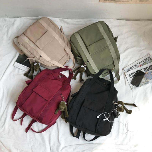 IELGY school bag female portable college style tooling simple backpack wild large capacity