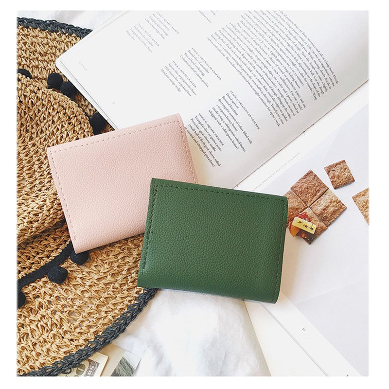 Small ring short section three fold thin money wallet women new simple