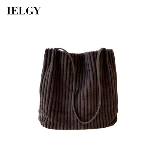 IELGY women's retro corduroy large capacity shoulder bag