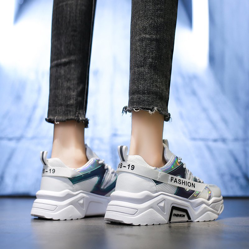 IELGY thick-soled increased color matching running casual breathable sneakers