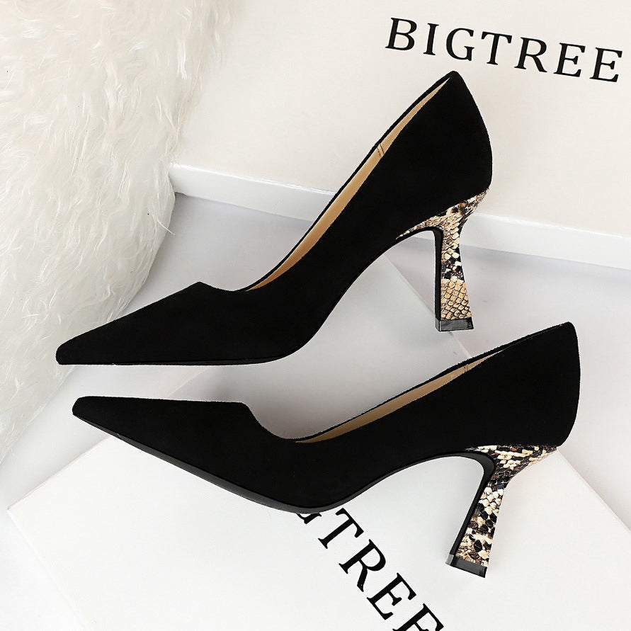 IELGY IELGY Simple high heel women fashion 7.5cm leopard print with color suede pumps