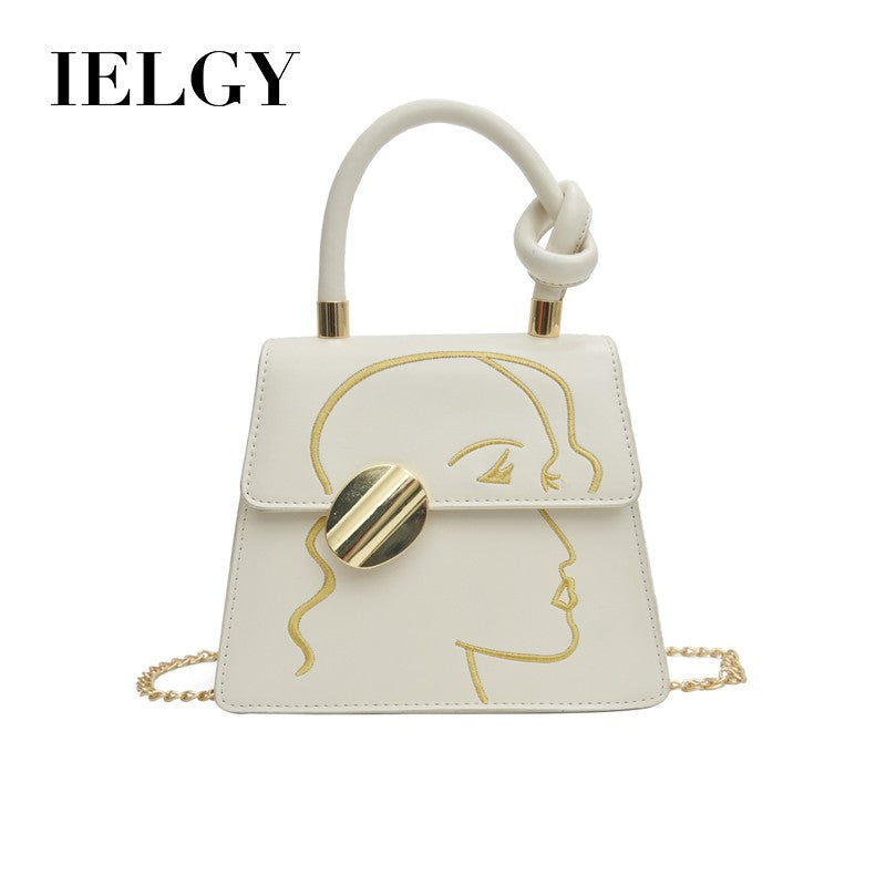 IELGY Fashion Embroidered Handbag Chain Single Shoulder Crossbody Bag
