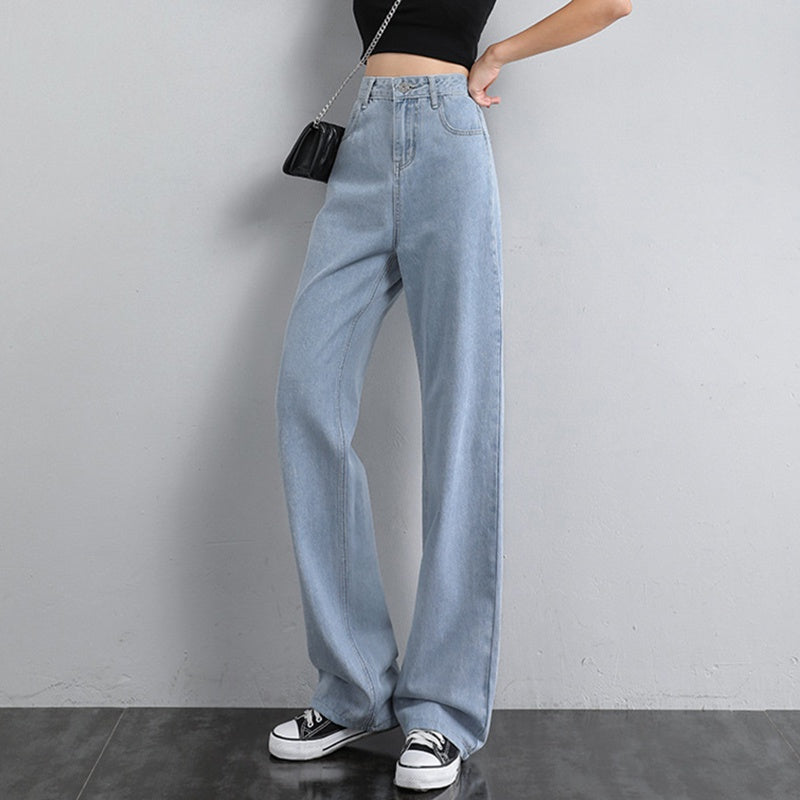 IELGY blue loose straight jeans women high waisted trousers
