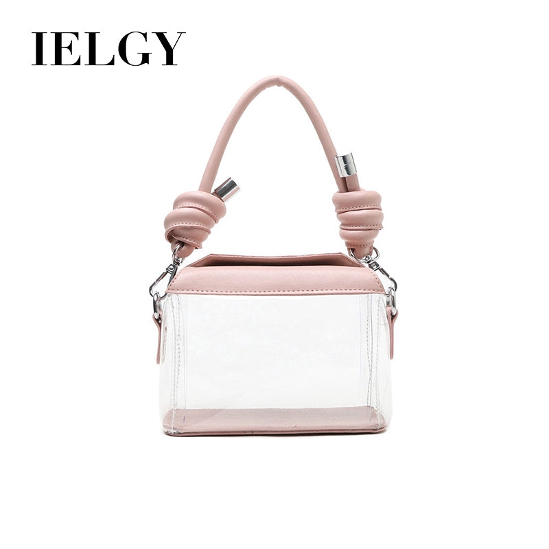IELGY transparent small square box plastic shoulder slung handbag