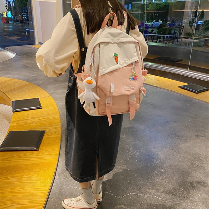 IELGY school bag female ins wild black fashion design backpack