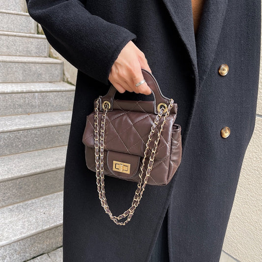 IELGY fashion ladies texture chain shoulder bag Korean version of rhombus