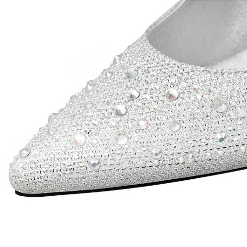 IELGY Women's fashion sweet and elegant 11cm stiletto heels with pointed diamond wedding shoes