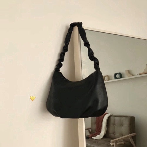 IELGY  Pleated bag soft leather South Korean underarm bag fashion large size bag
