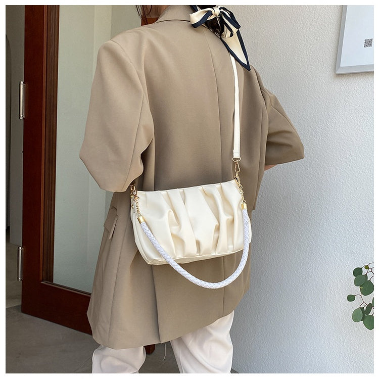 IELGY Folding bag female Korean shoulder bag trend Joker atmosphere solid color clouds diagonal bag