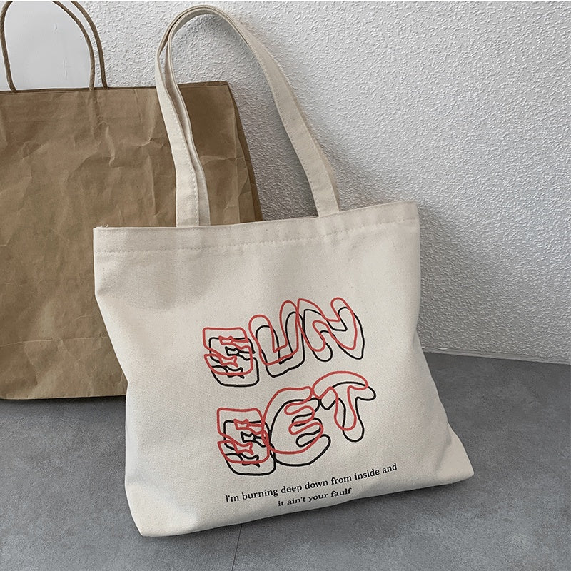 IELGY Japanese art Harajuku simple large-capacity portable canvas bag