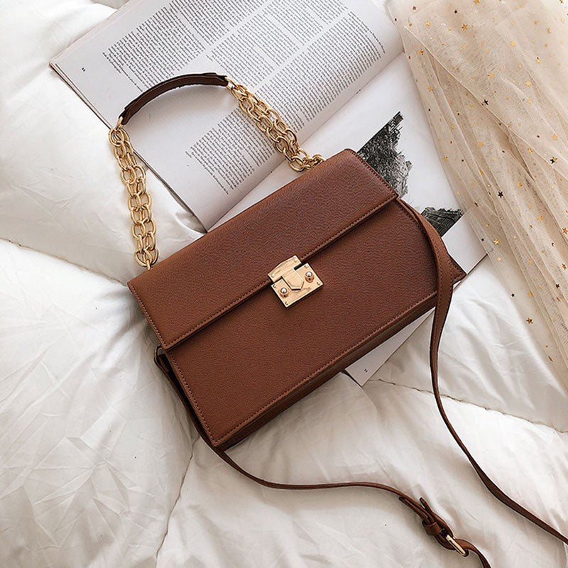 IELGY Women's bag one-shoulder all-match large capacity Korean version stylish simple square chain crossbody
