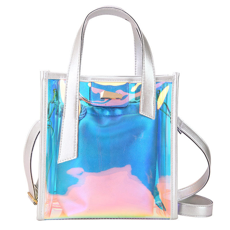 IELGY Summer Korean version jelly bag picture bag trendy transparent bag handbag ins style diagonal shoulder bag shoulder strap design