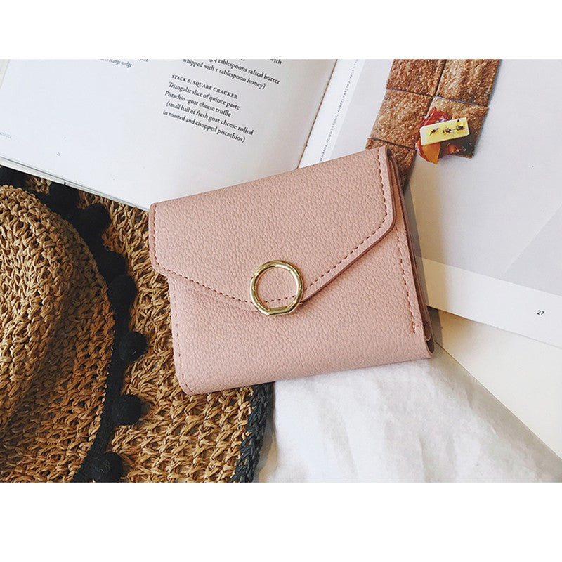 Small ring short section three fold thin money wallet women new simple