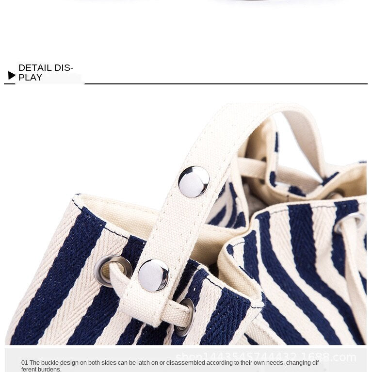 IELGY European and American striped canvas simple canvas bag Small fresh striped shoulder bag Messenger handbag