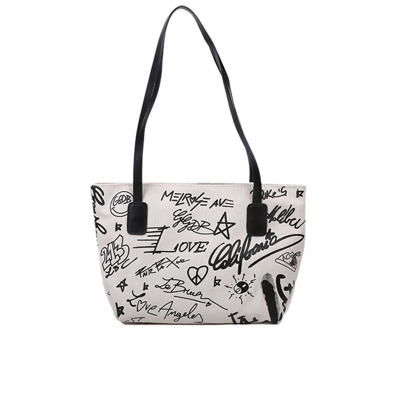 IELGY Commuting Fashion Canvas Tote Horizontal square All-match Portable Casual Woman's Shoulder bag