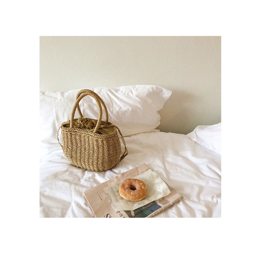 IELGY Handmade straw bag beach bag vacation summer handbag