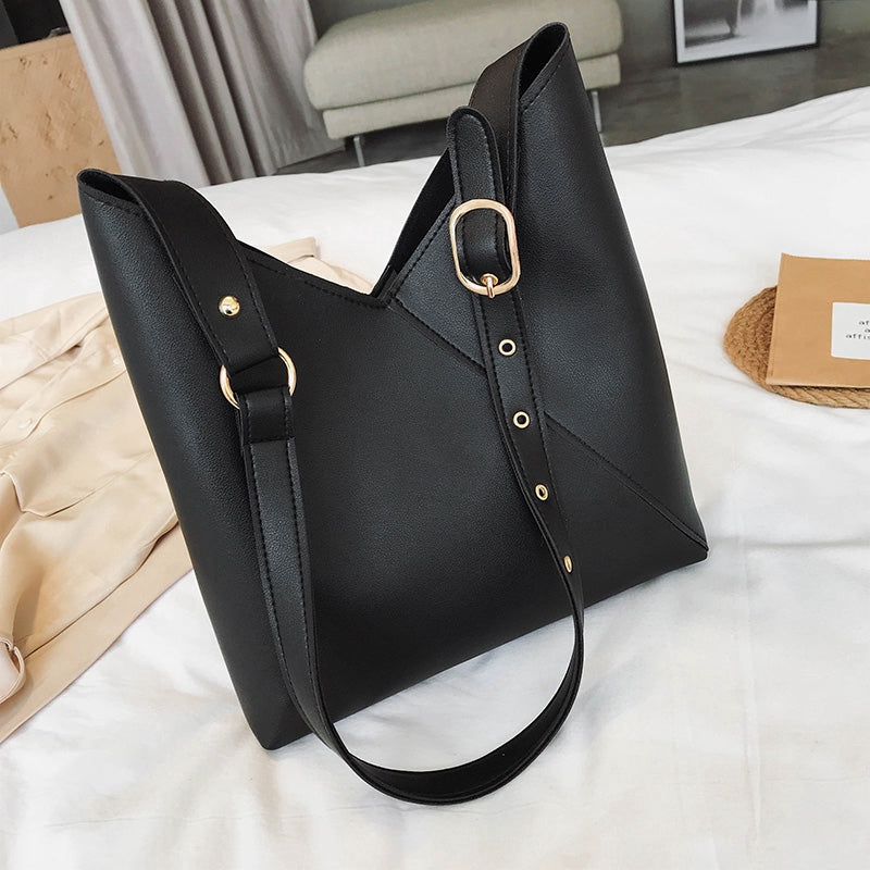 Ielgy large bag women's new 2020 retro simple Korean bucket bag with INS large capacity Single Shoulder Messenger mother bag
