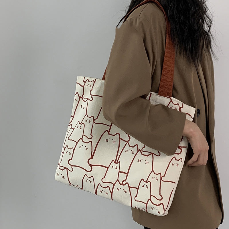 IELGY Japanese Korean style large-capacity simple portable canvas bag
