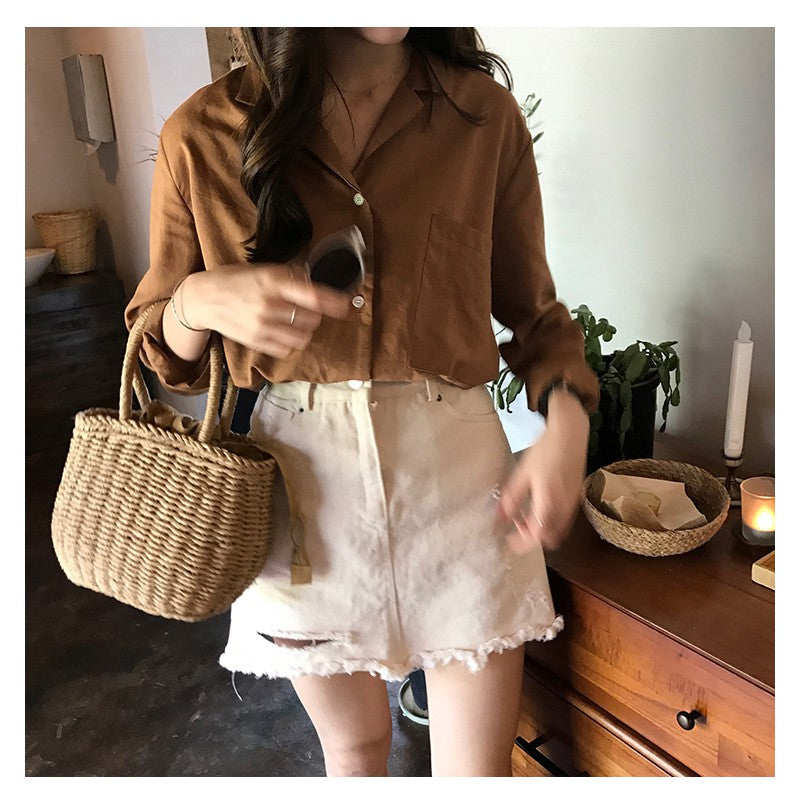 IELGY Handmade straw bag beach bag vacation summer handbag