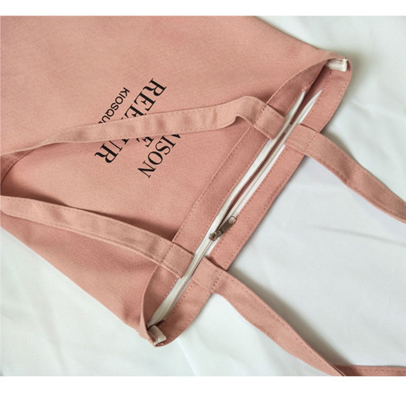 IELGY Canvas bag female shoulder shoulder simple printing wild bag