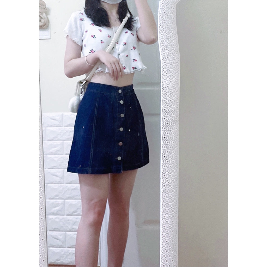 IELGY Women's classic wild fashion A-line skirt Casual denim skirt denim size M-XL,Ready stock,Hot