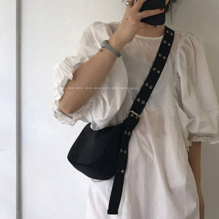 IELGY Korean leisure backpack simple bag female Black Messenger Bag