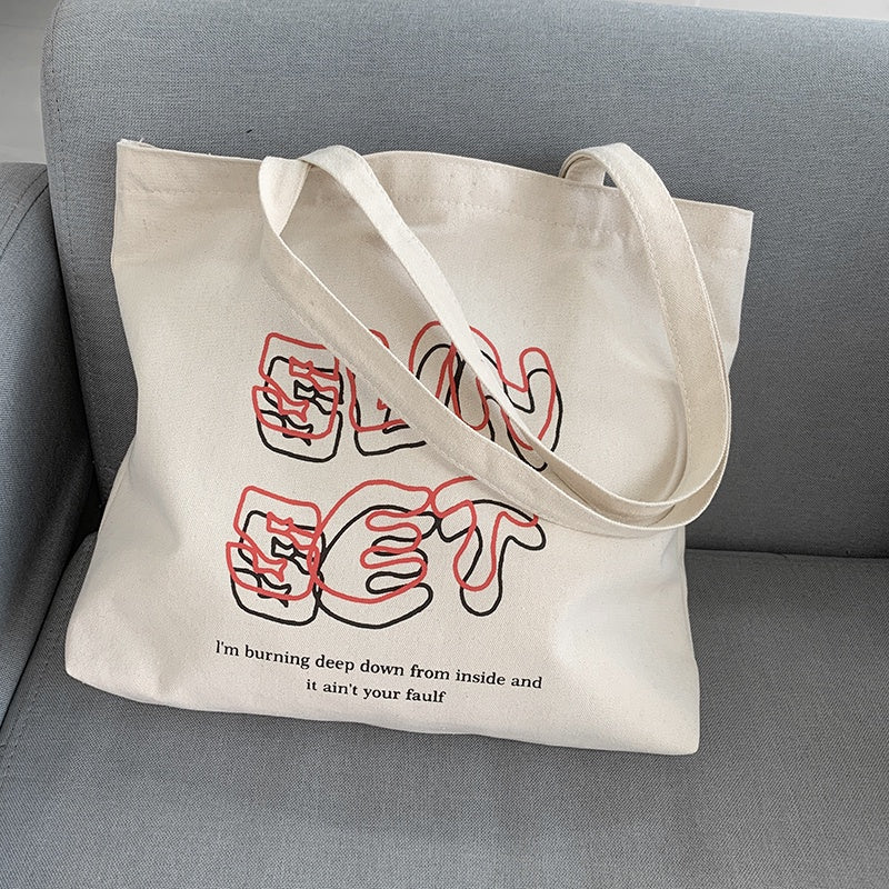 IELGY Japanese art Harajuku simple large-capacity portable canvas bag