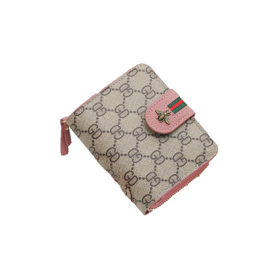 Short multi-function printed ladies wallet