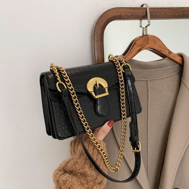 IELGY ins one-shoulder fashion chain portable small square bagshoulder crossbody women simple bag classic street fashion laptop shoulder bag for women