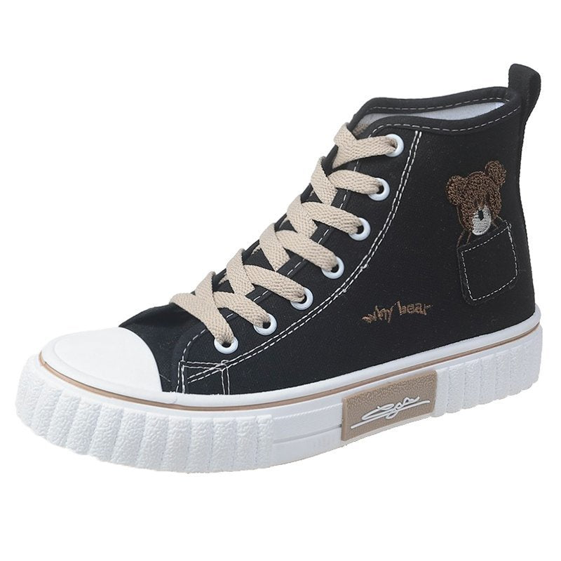 IELGY fashion high-top canvas shoes female Korean style college style cute ins street shooting