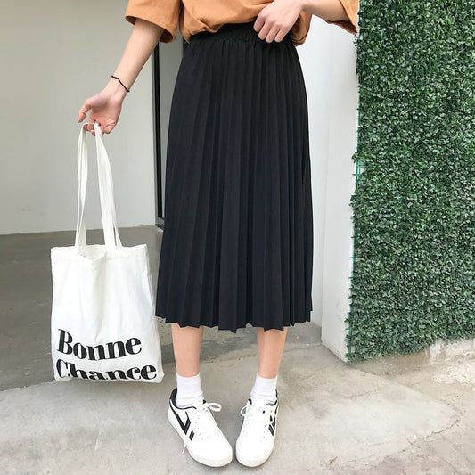 IELGY Women's Vintage A-Line High Waist Pleated Skirt