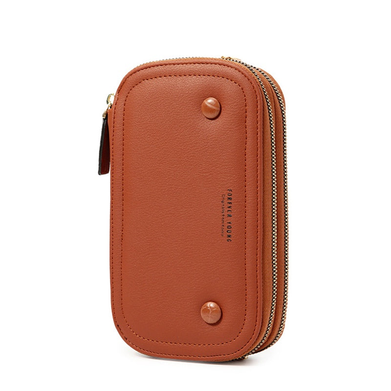IELGY Korean retro versatile multifunctional smooth zipper phone bag for ladies
