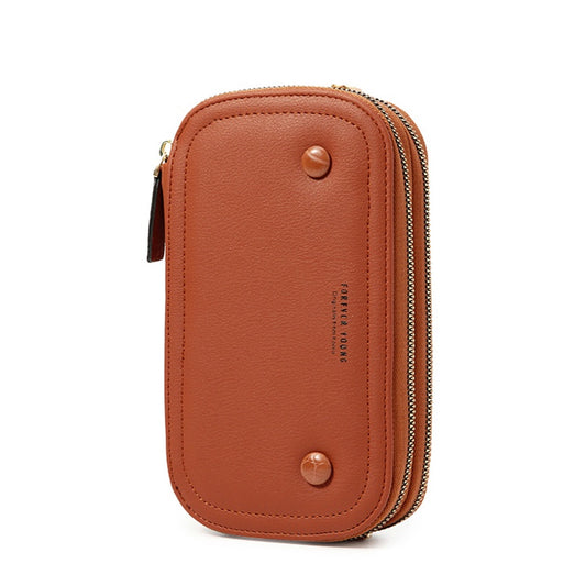 IELGY Korean retro versatile multifunctional smooth zipper phone bag for ladies