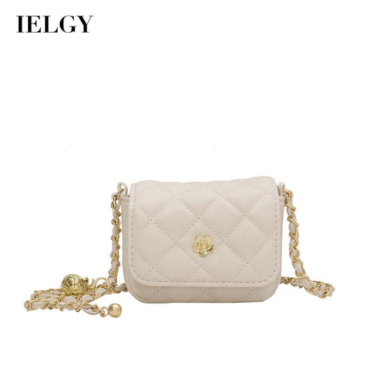 IELGY women's bag all-match diamond chain messenger bag black small square bag