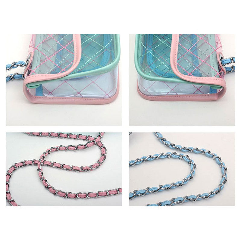 Transparent bag Lingge chain bag Messenger bag Jelly bag