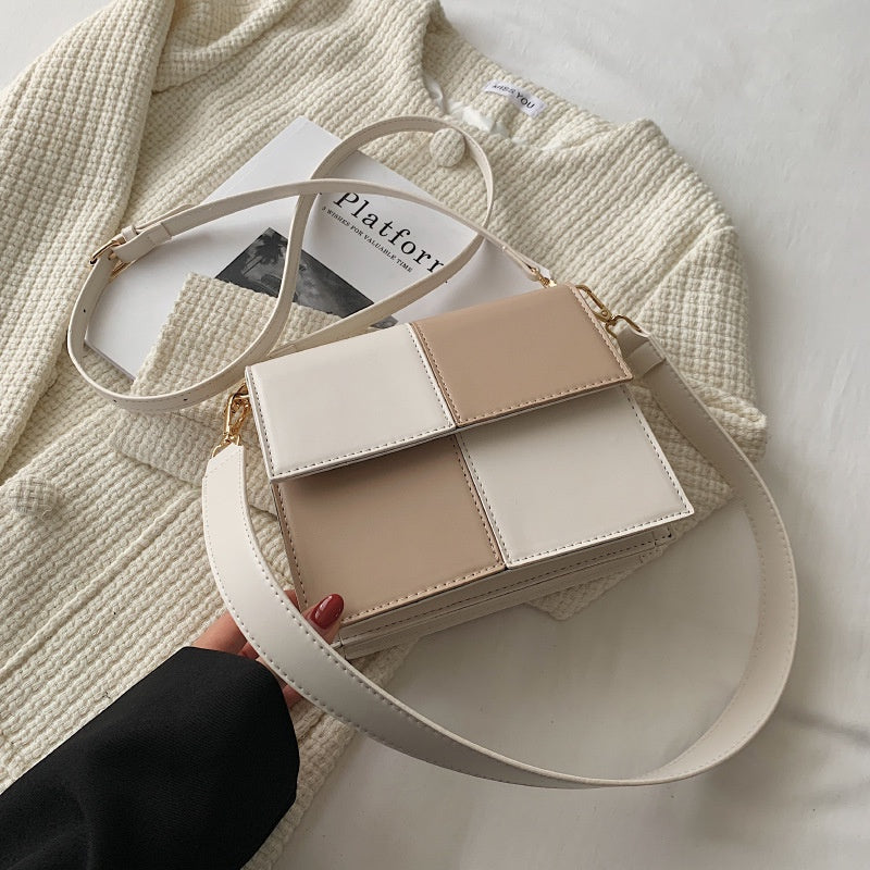 IELGY fashion Korean color matching casual retro double shoulder strap diagonal female bag