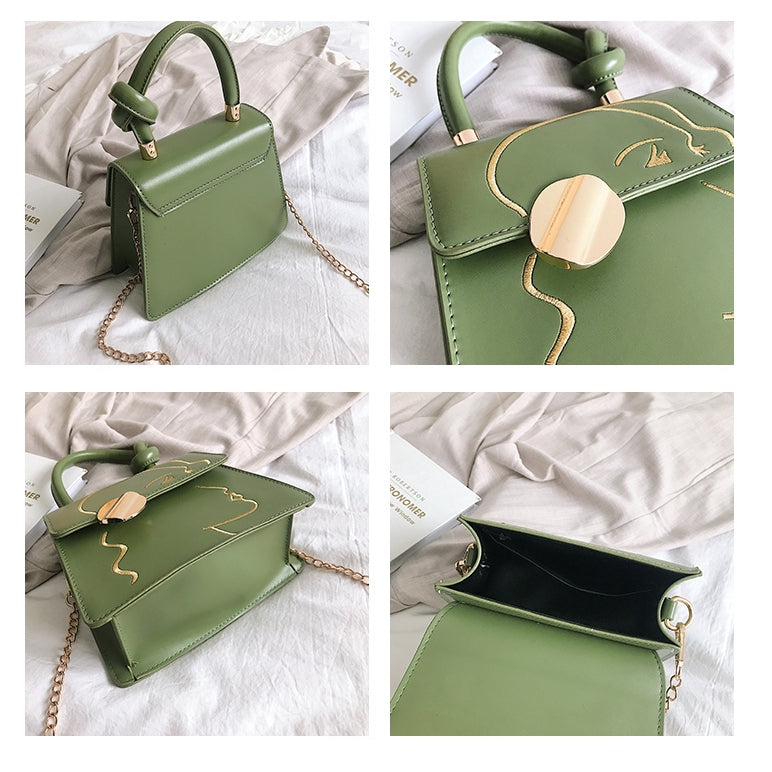 IELGY Fashion Embroidered Handbag Chain Single Shoulder Crossbody Bag