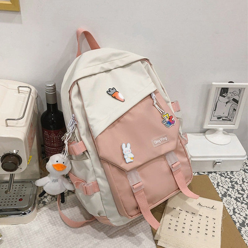 IELGY school bag female ins wild black fashion design backpack