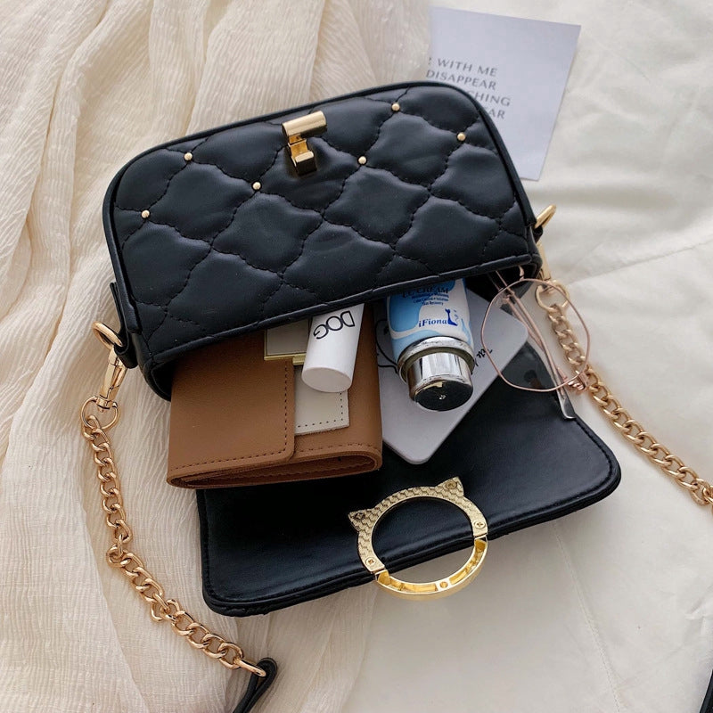 IELGY, studded crossbody bag, stylish rhombic chain shoulder bag