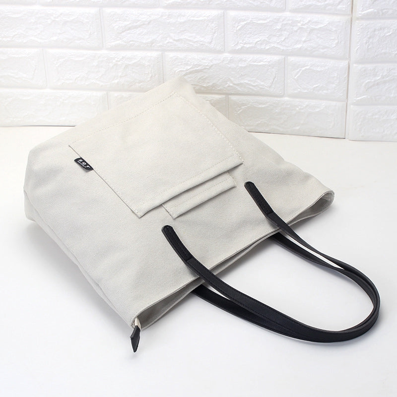 IELGY Women's single shoulder tote bag canvas bag simple literary single shoulder handbag