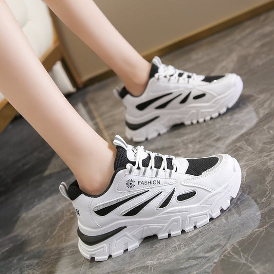 IELGY Fashionable Breathable Trendy Korean Round Toe Lace-up Sports Women's Shoes