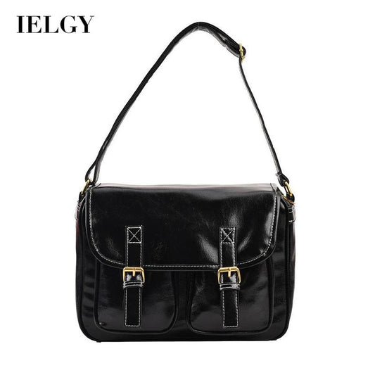 IELGY women's british style solid color retro messenger small square bag
