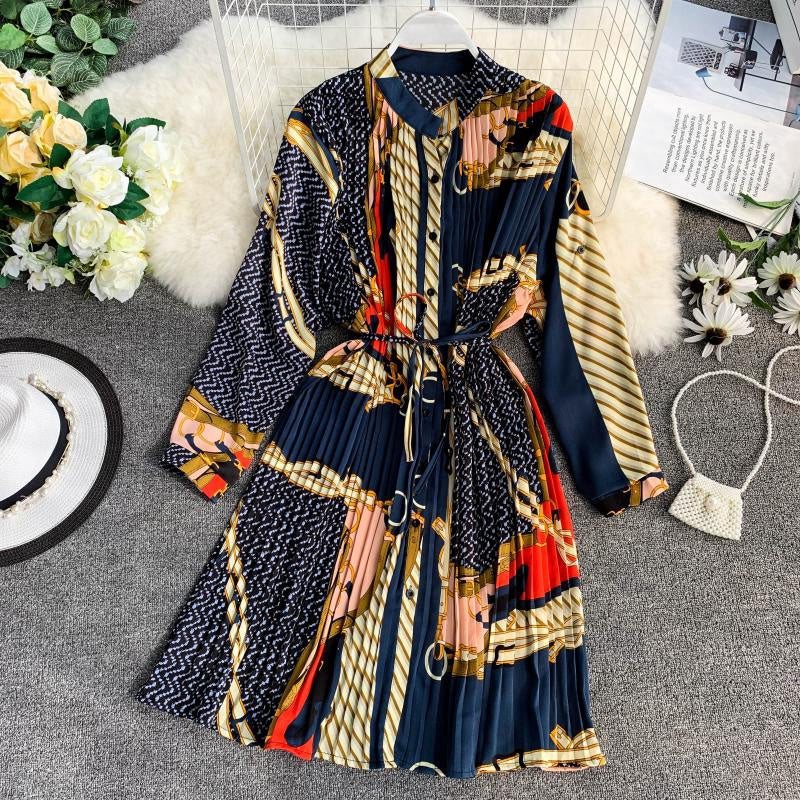 IELGY Pleated Loose Plus Size Dress
