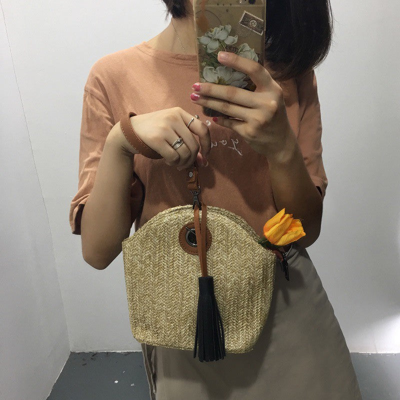Straw bag vacation bag shoulder rattan bag