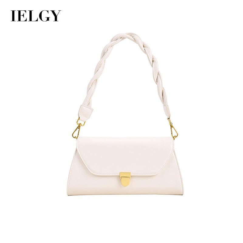 IELGY one shoulde Women's bag chain messenger bag braided strap Fashionable One shoulder PU female French style  underarm bag